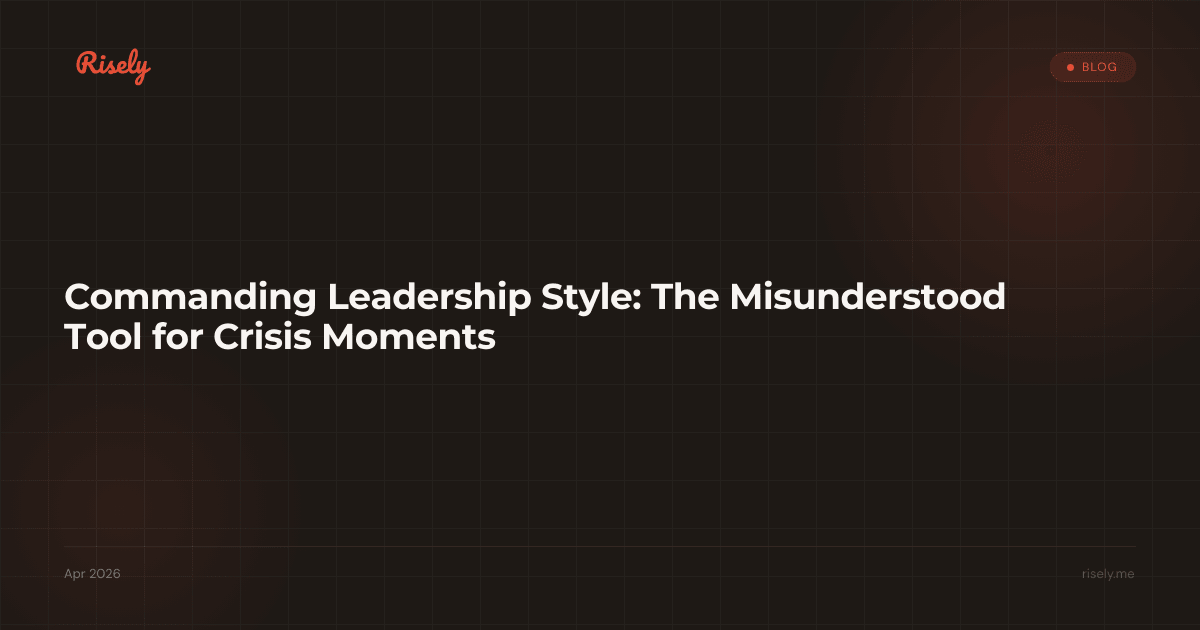 Commanding Leadership Style: The Misunderstood Tool for Crisis Moments