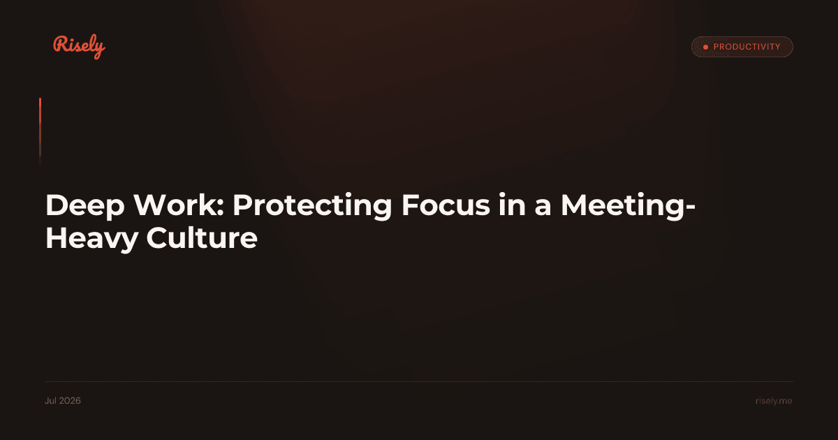 Deep Work: Protecting Focus in a Meeting-Heavy Culture